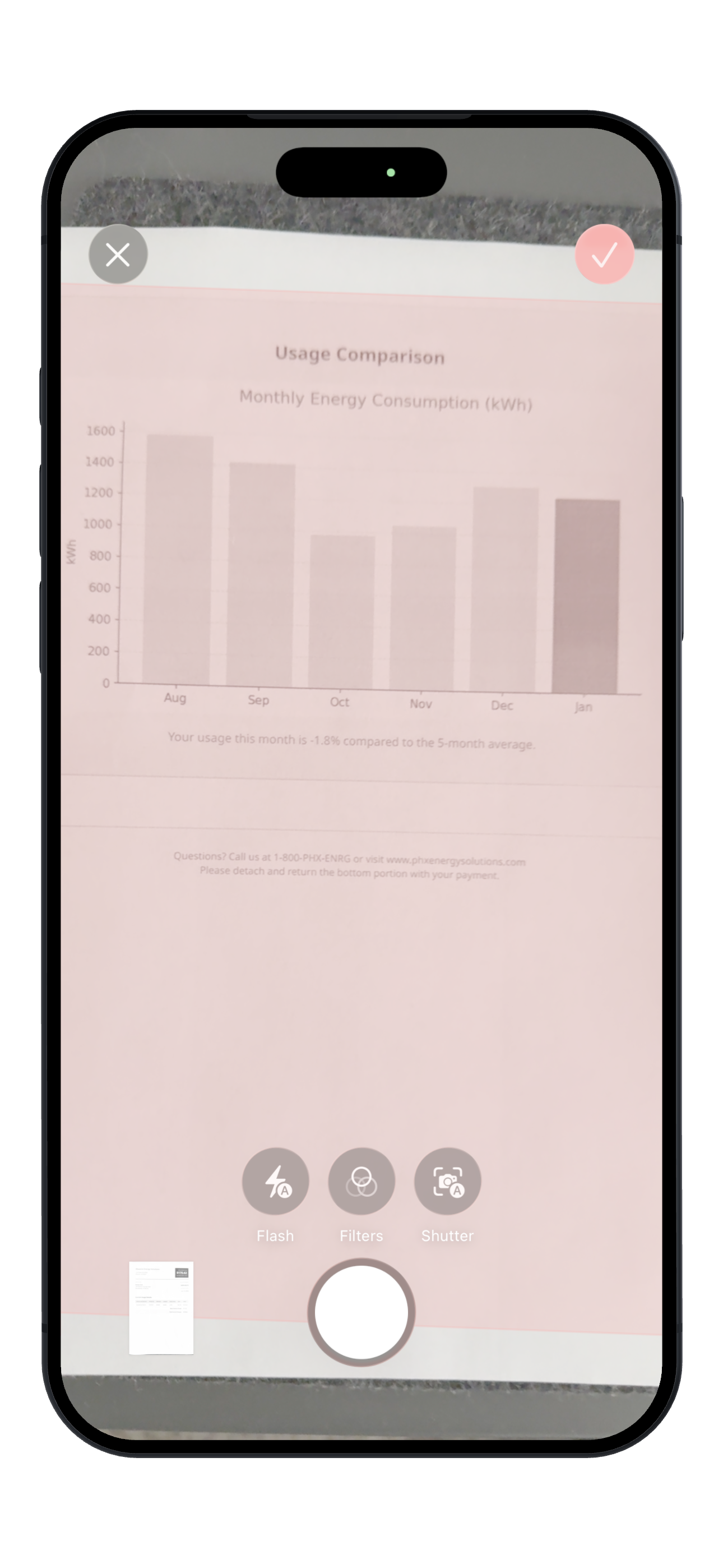 Afterpage camera scanning a document